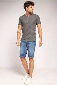 Short Homme en jeans effet Usé- Couleur Denim