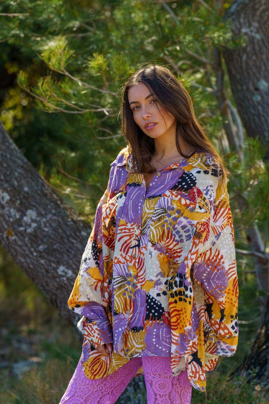 Chemise Femme -Imprimé flashy fleur -Oversize -Chantal- B