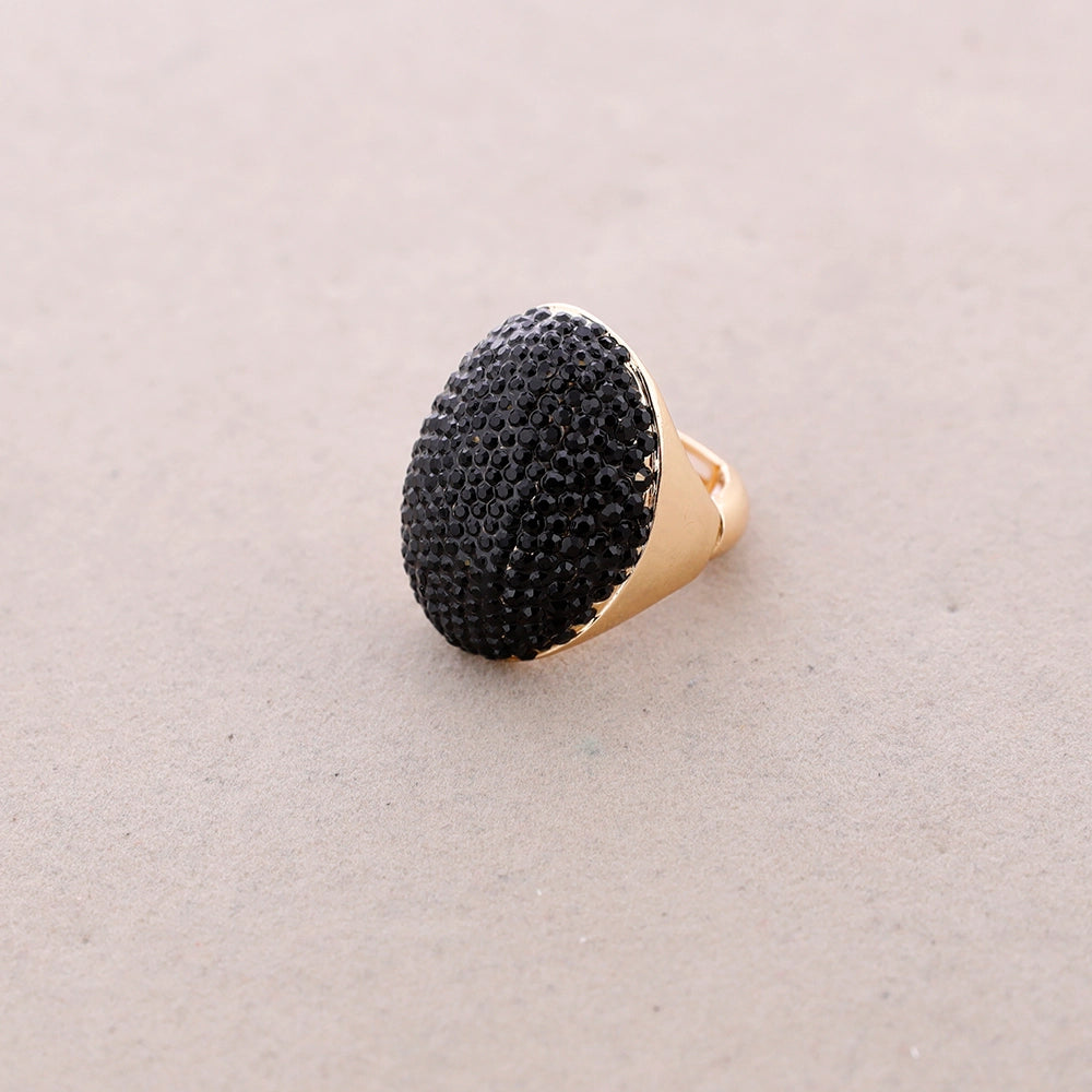 Bague Élastique Chic – Acier Inoxydable & Pierres Noires
