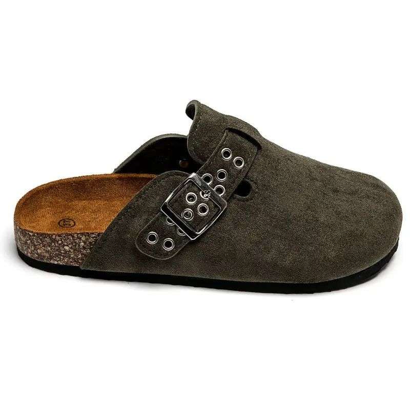 Sabot plat kaki -Confort et élégance