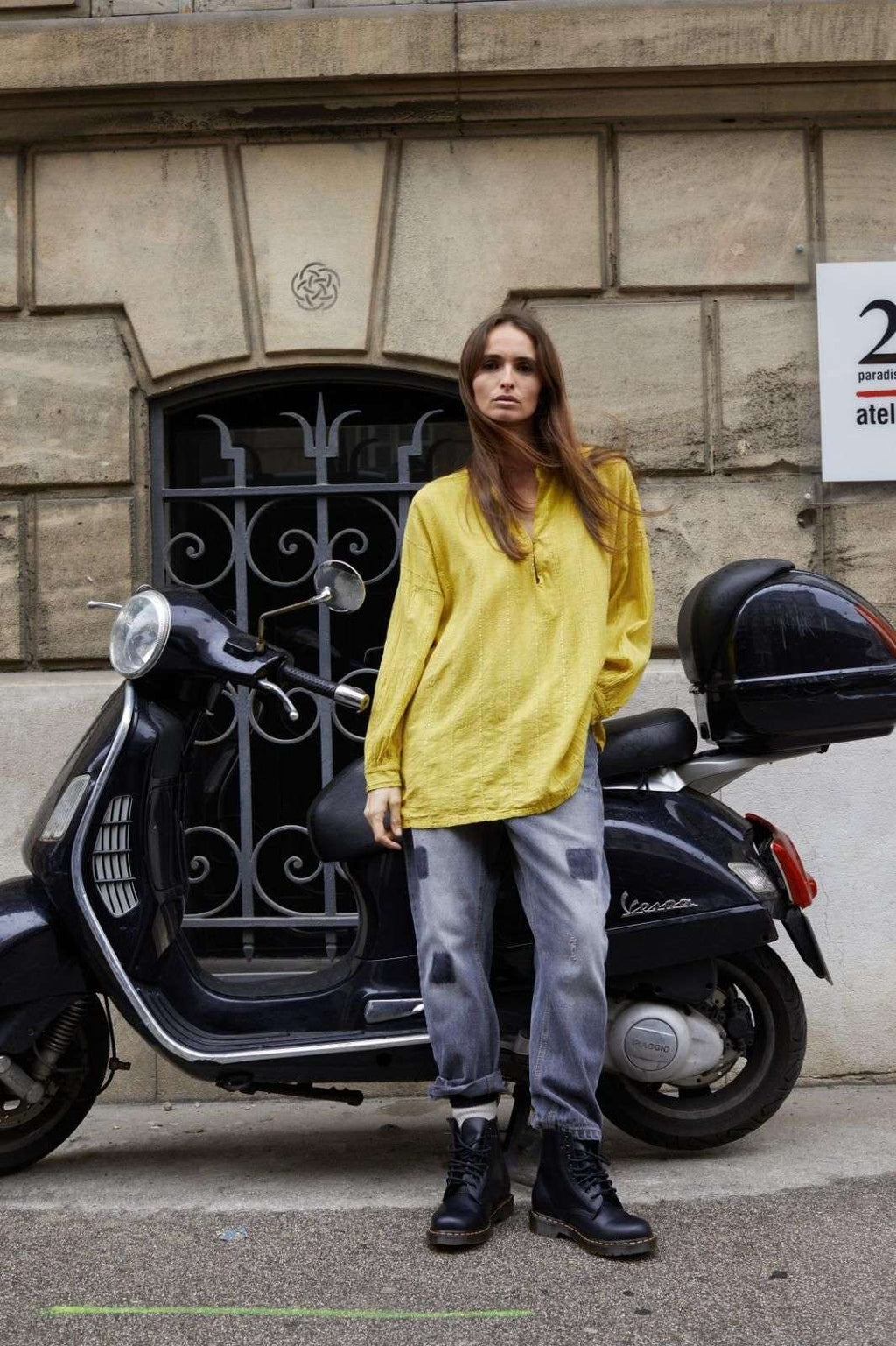 Jeans Noir Boyfriend Banditas Dote De patch- effet usee