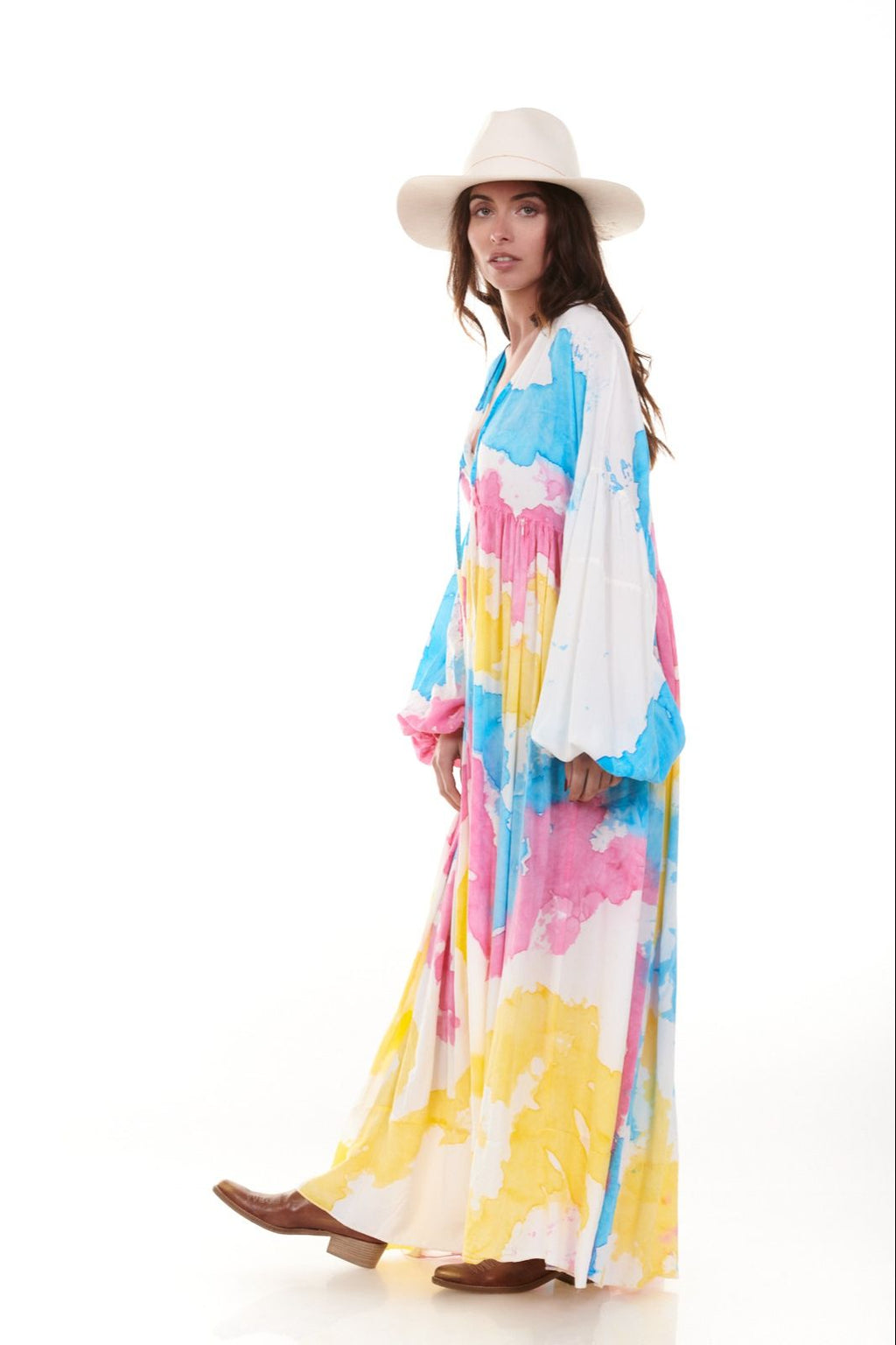 Robe femme longue bohème imprimé tie and dye - Chantal-B