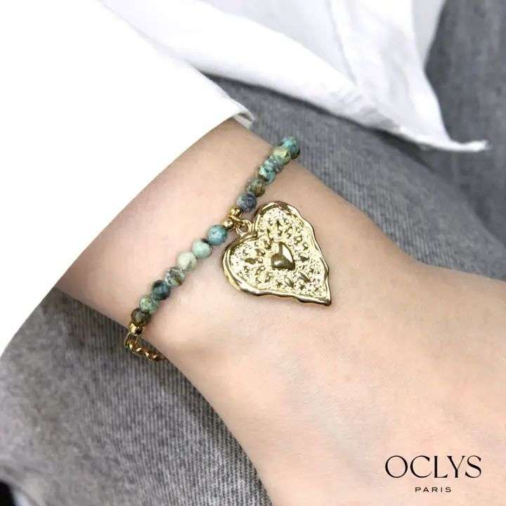 Bracelet cœur acier inoxydable et pierres Venus