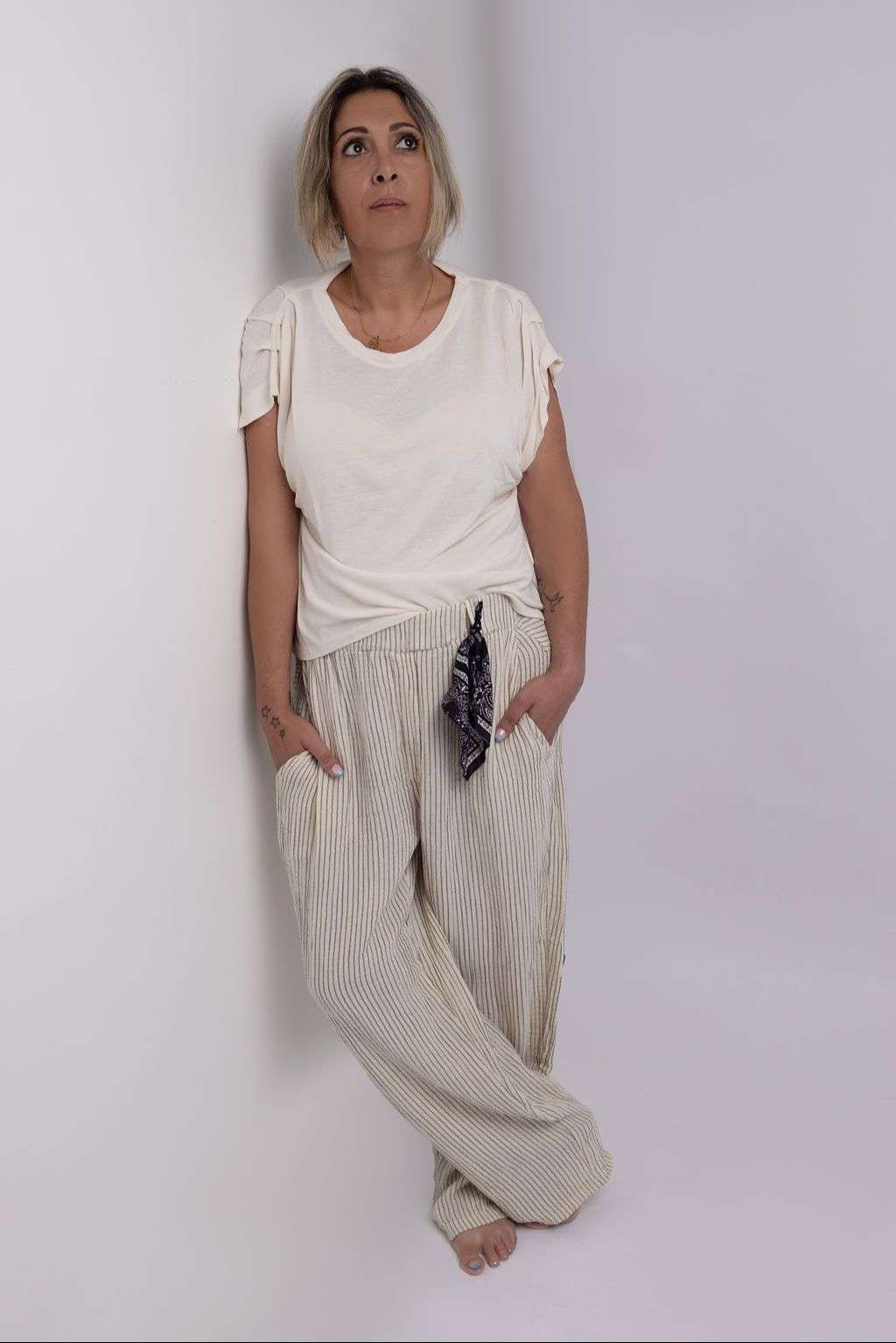 Pantalon en Lin Rayé – Confort Naturel & Style Authentique