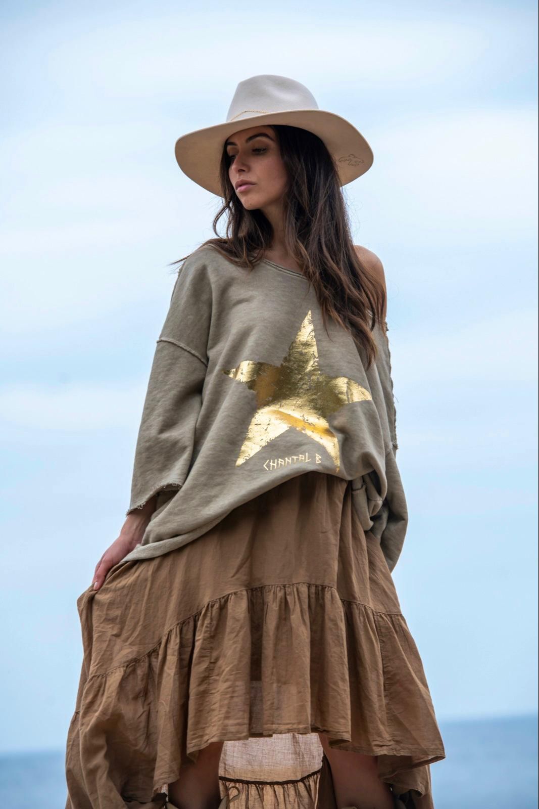 Jupe Longue Femme Camel Coupe Asymétrique