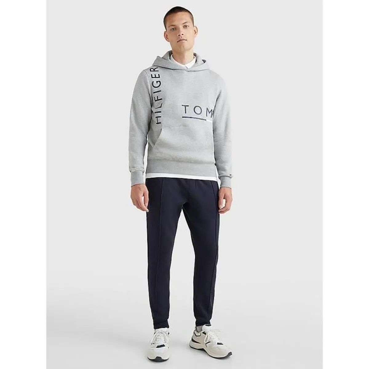 Sweat homme gris Tommy Hilfiger Graphic Off Placement Hoddie