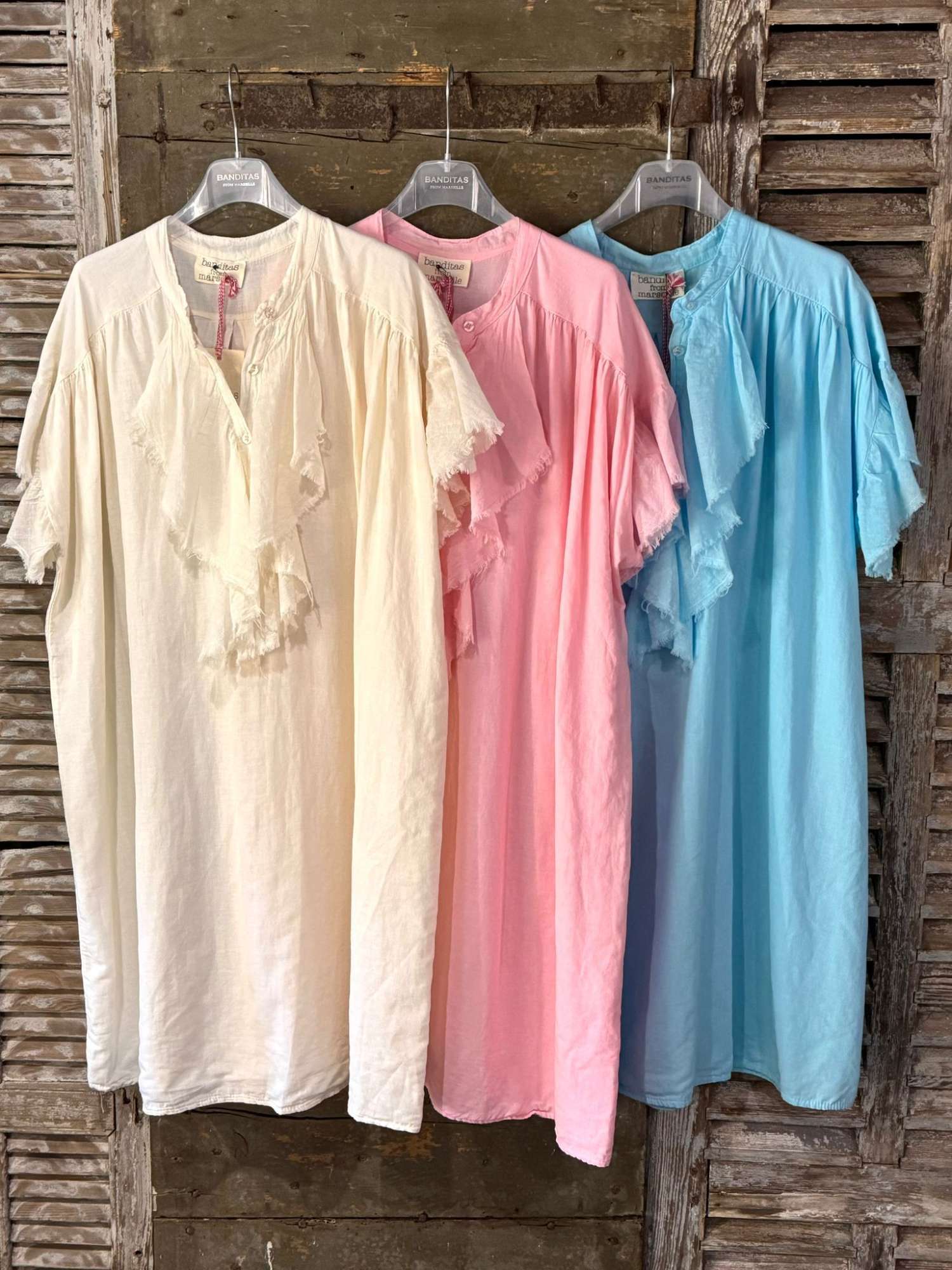 Robe tunique courte à volants