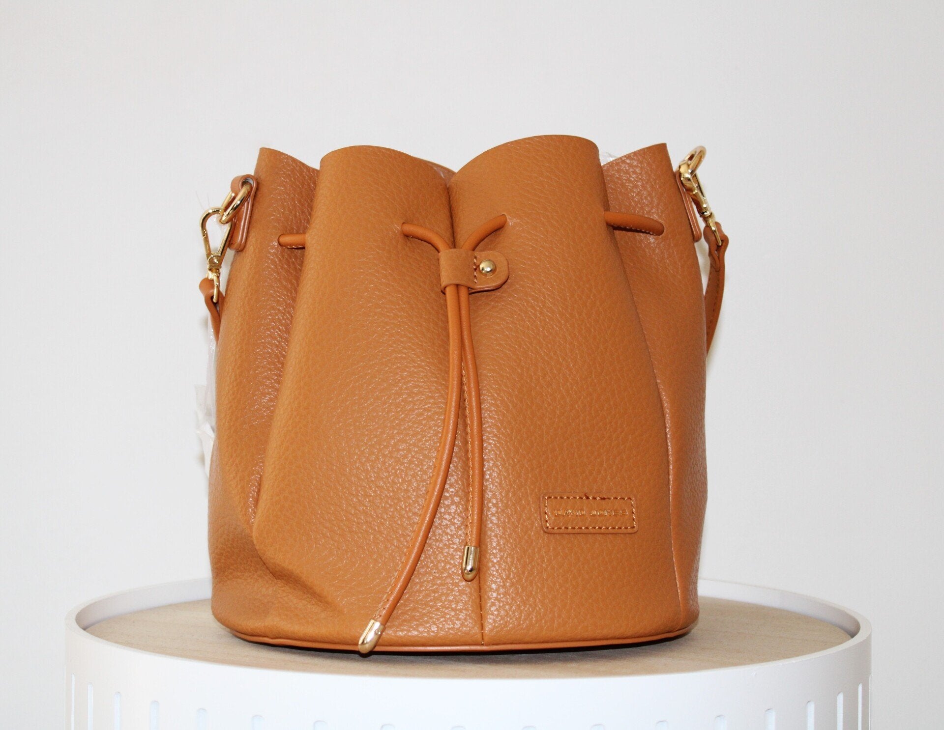 Sac seau, pour femme en similicuir couleur Camel