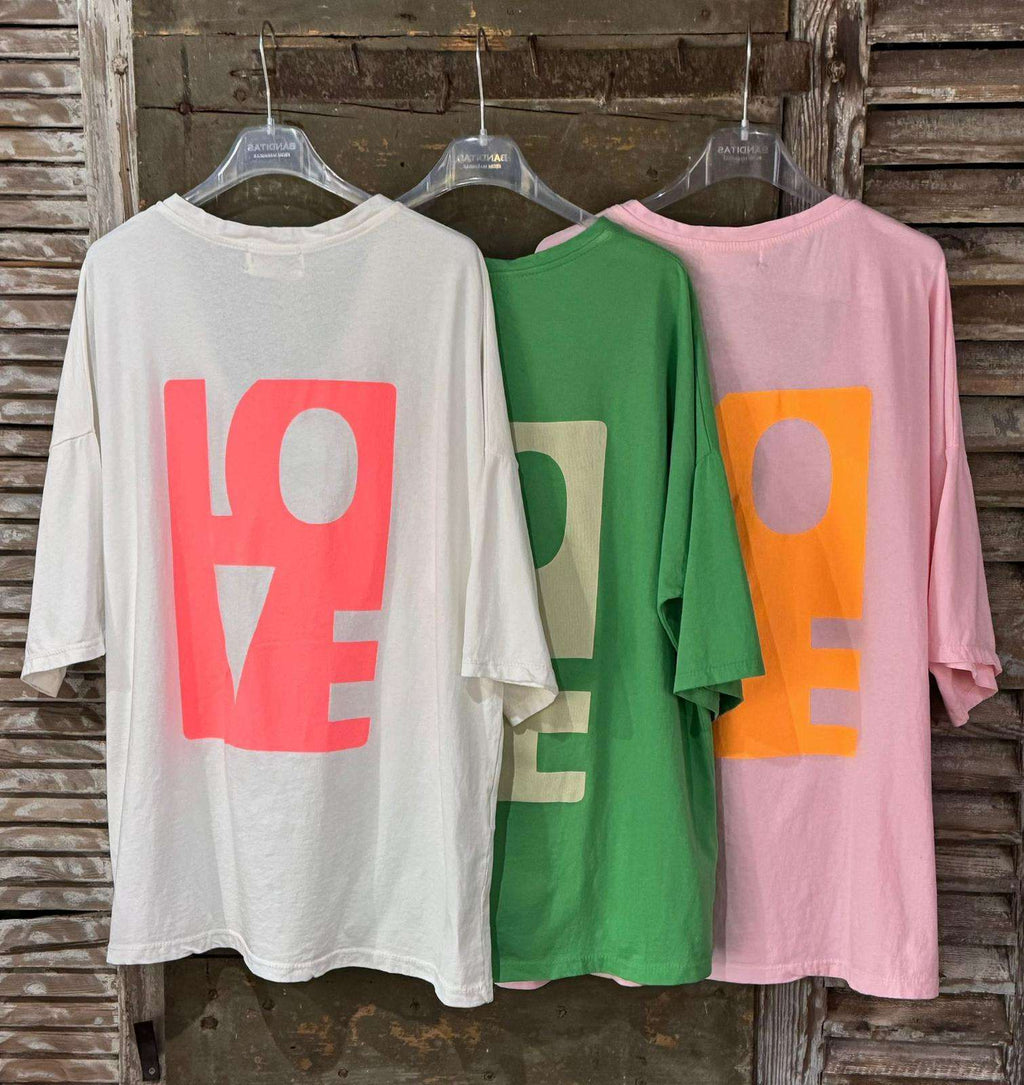 T-shirt Femme Oversize Uni & Dos Imprimé LOVE – Style Décontracté Chic
