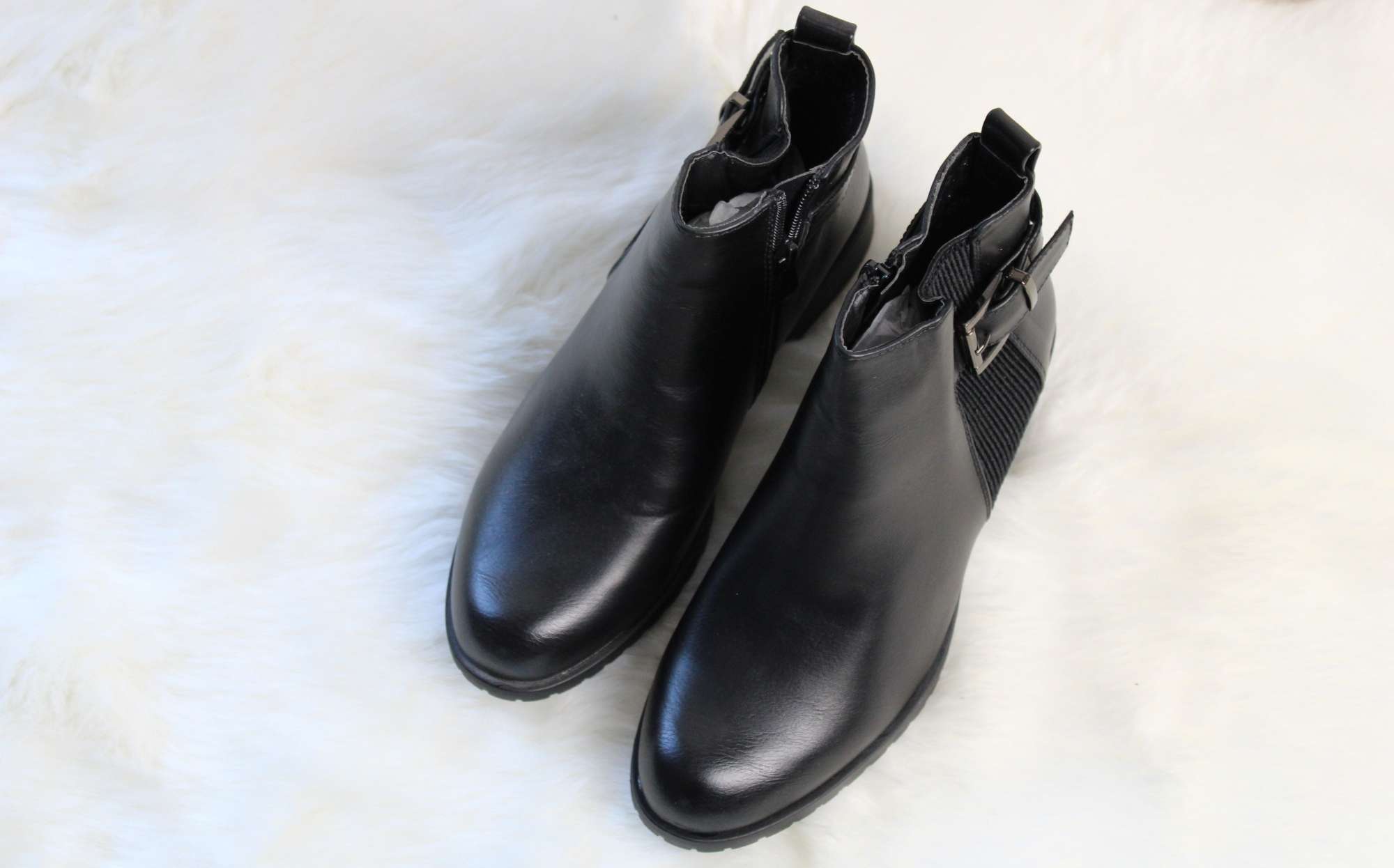 Bottines Courtes En similicuir Noir- Boucles Classique pour Femme