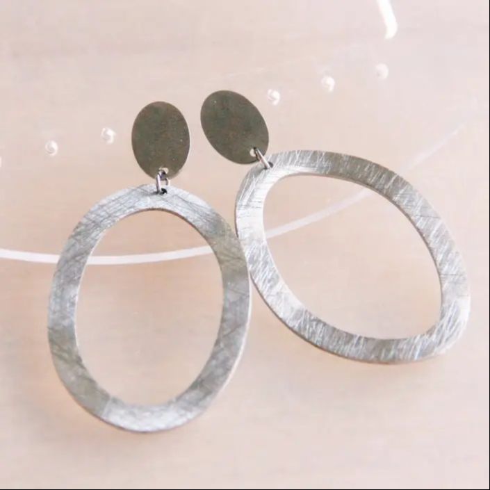 Grandes Boucles d'oreilles grand bague ovale argent