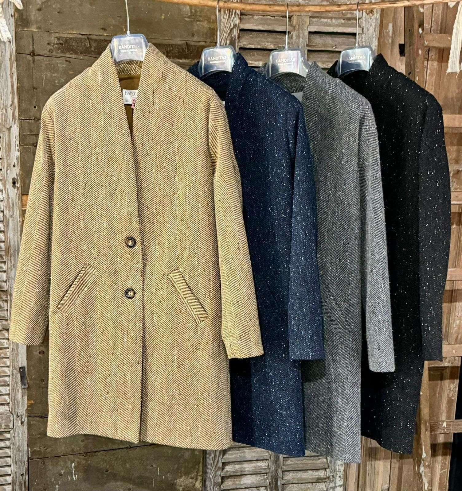 manteau chiné femme demi saison Banditas- Femeture deux bouton