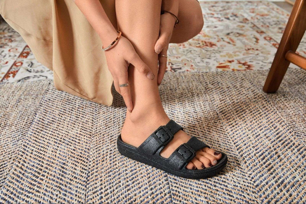 Sandale plate pailletées-Amber