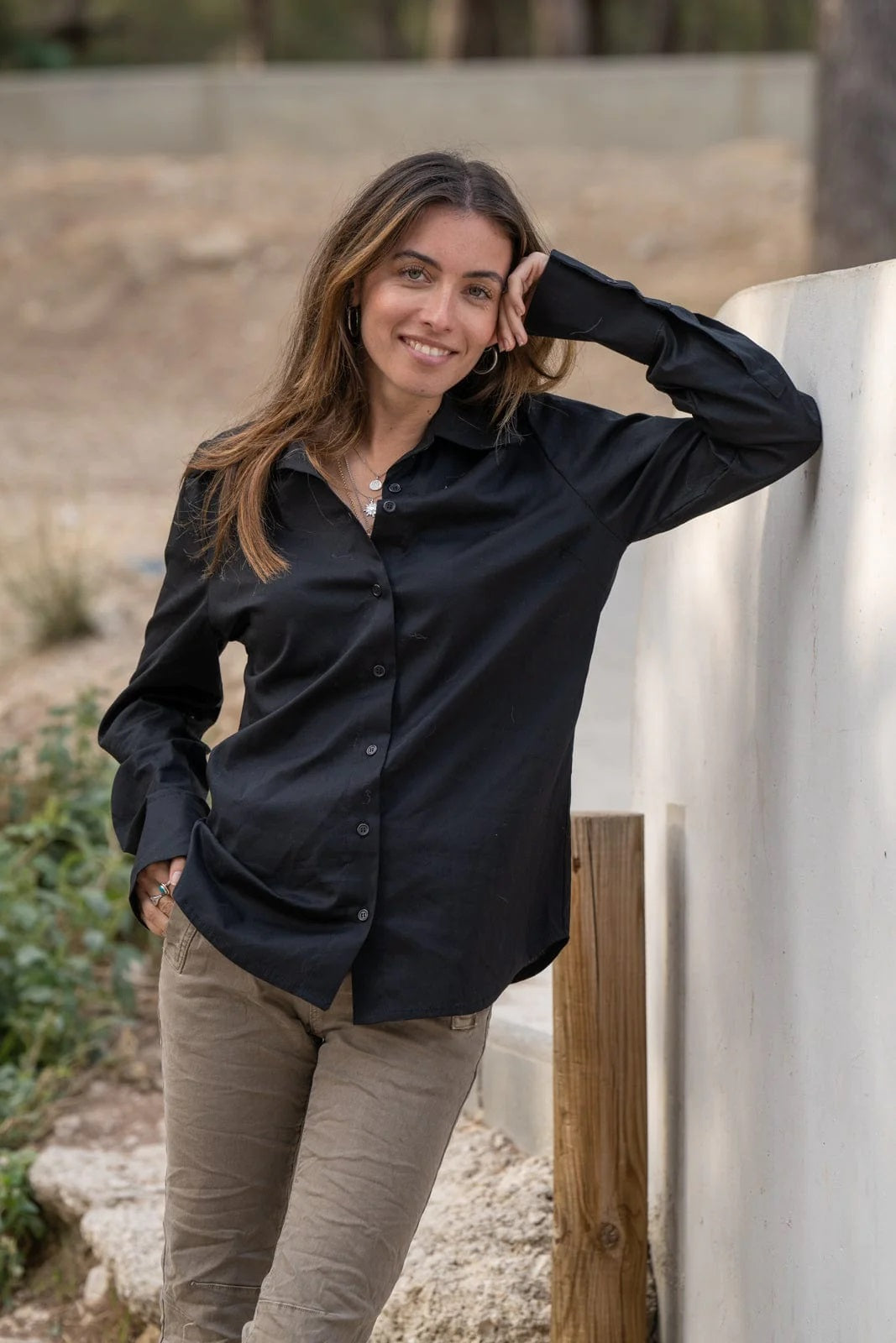 Chemise Femme Unie Manches Longues à revers - Chantal- b