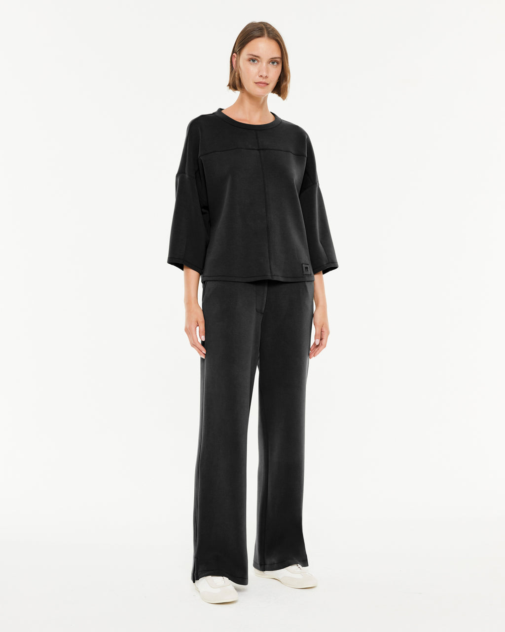 Pantalon large sportwear femme coupe palazzo – Ceinture élastique confort