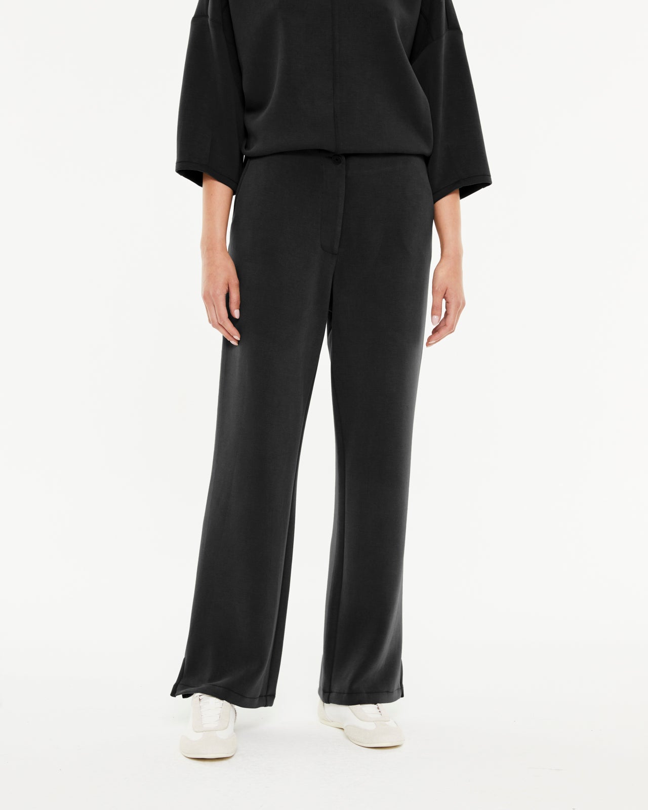 Pantalon large sportwear femme coupe palazzo – Ceinture élastique confort