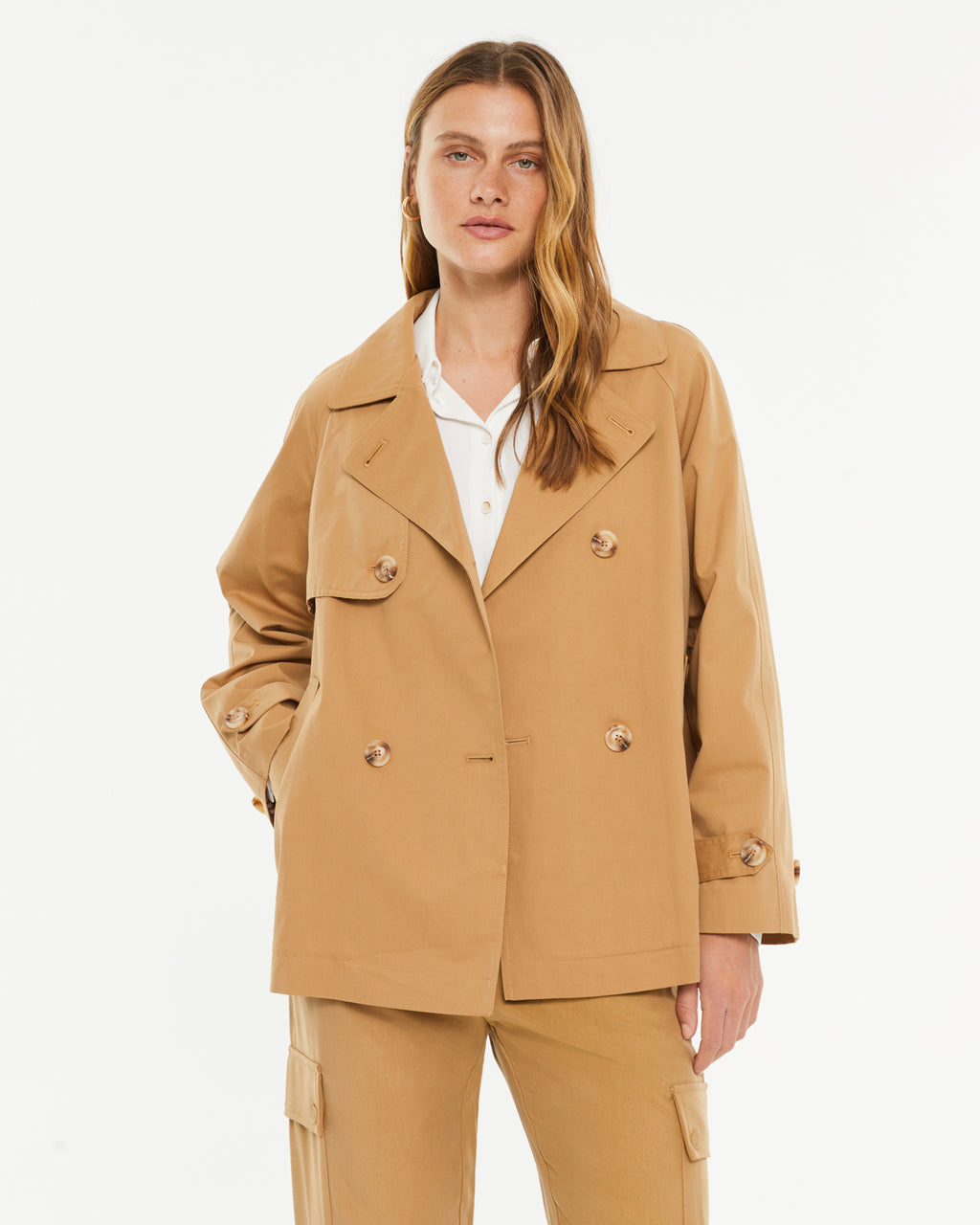 Pantalon cargo habillé femme camel : chic et confort avec ceinture élastique