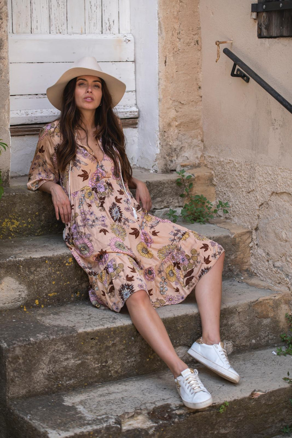 robe bohème femme effet soie imprimé fleuries -Chantal-B