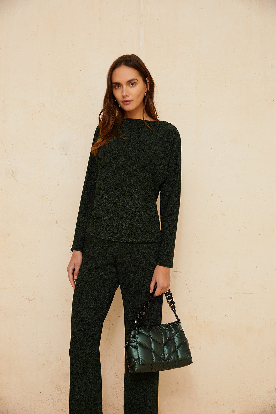 T-shirt col rond scintillant – Brillez avec style