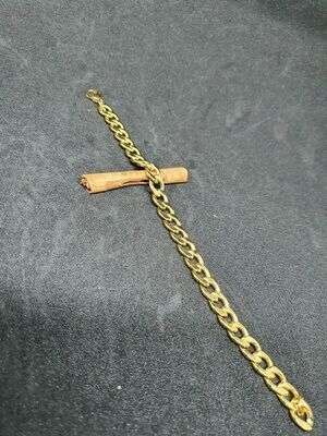 Bracelet Homme Maille Plate en acier Inoxydable Doré - Élégance Moderne