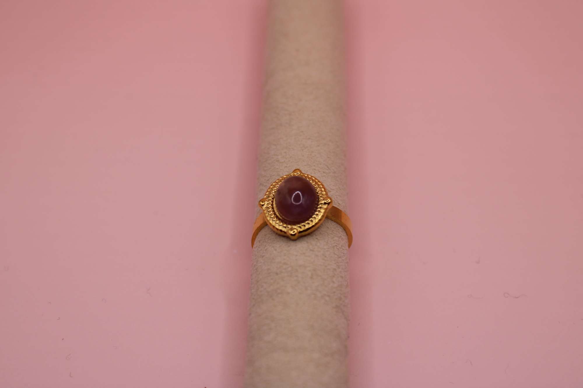 Bague Femme en acier inoxydable or - cabochon œil-de tigre