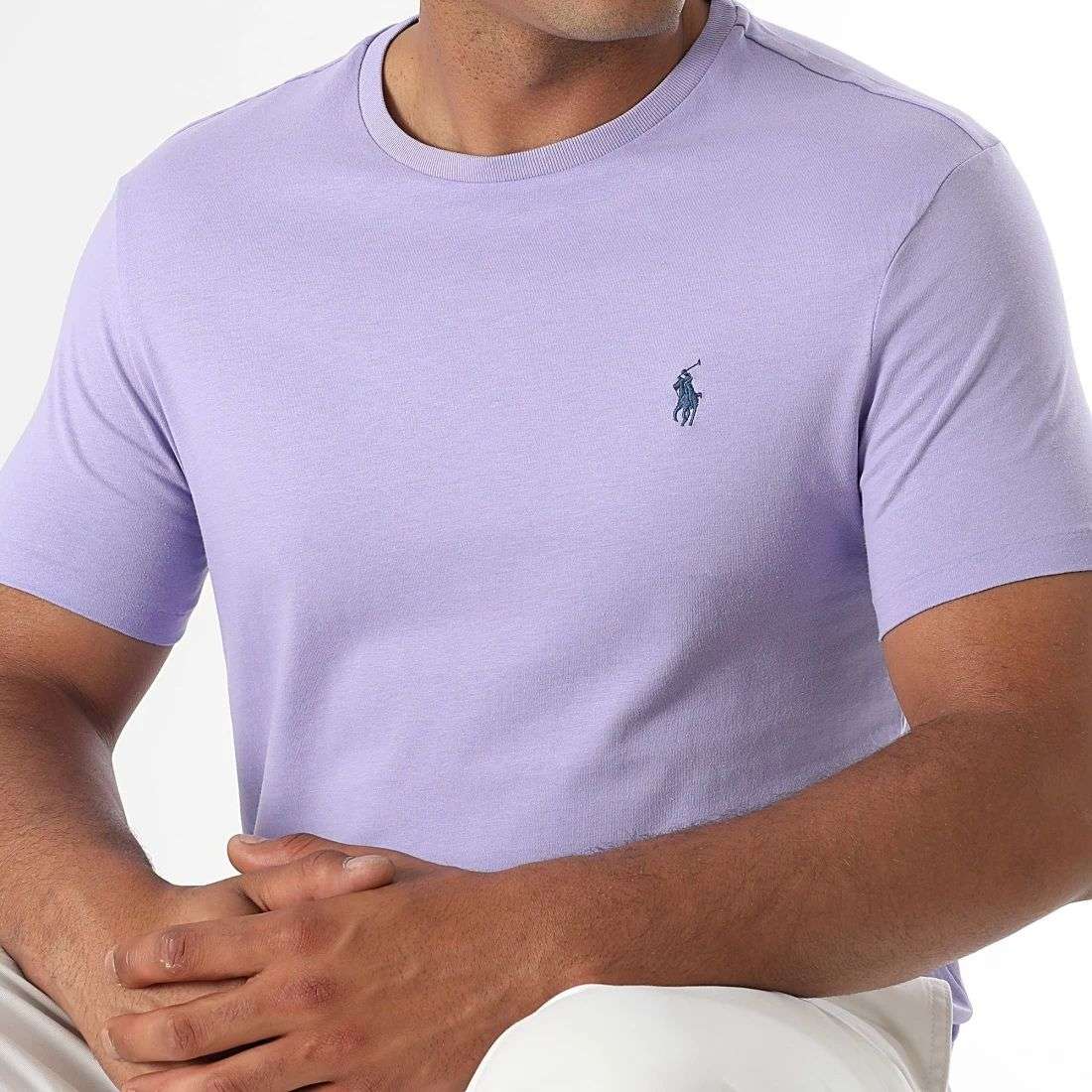 T-shirt Ralph Lauren lilas logo bleu