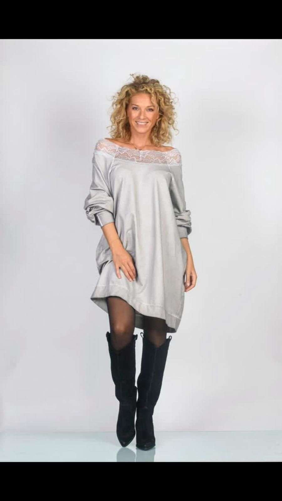 Robe Sweat dentelle encolure bateau Chantal -b