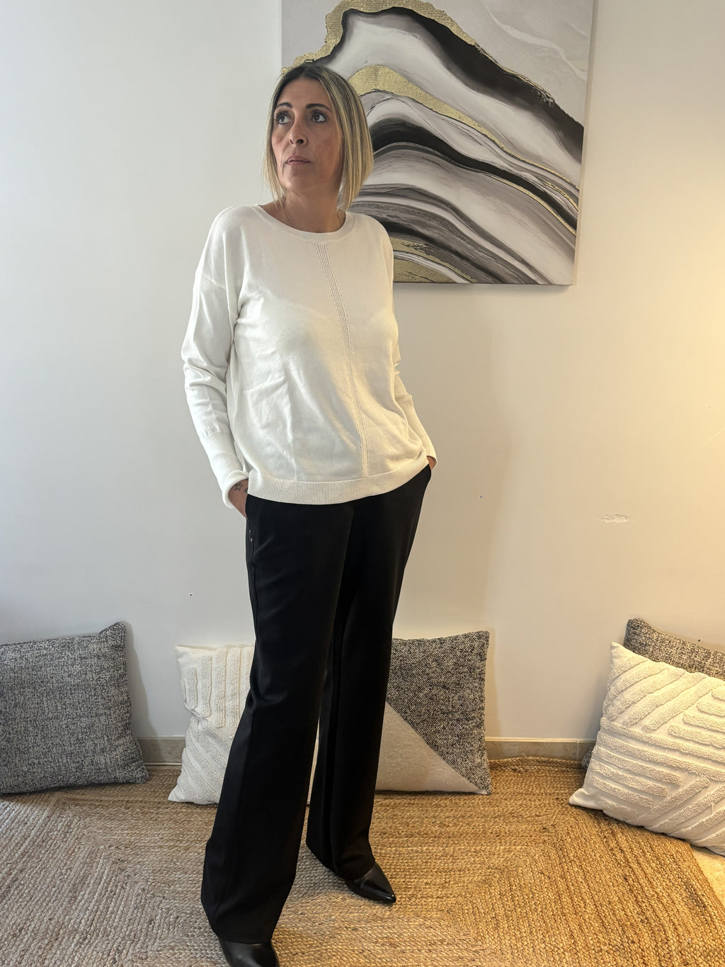 Pull laine blanc – Sobriété moderne, touche structurée