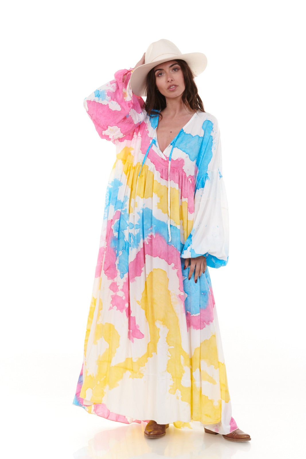 Robe femme longue bohème imprimé tie and dye - Chantal-B