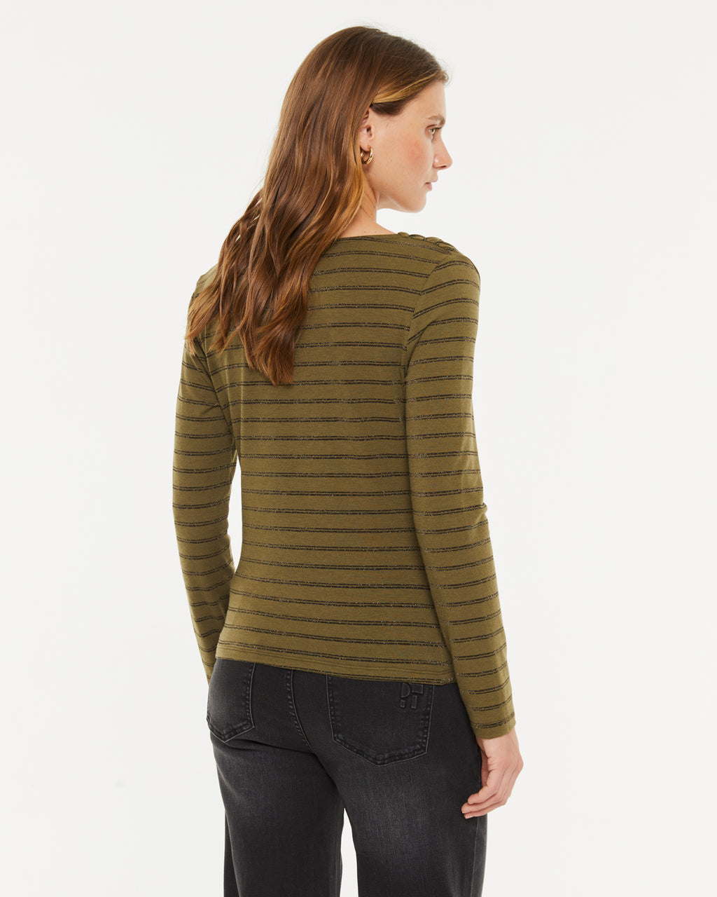 Brillez avec audace : t-shirt manches longues à liseré pailleté